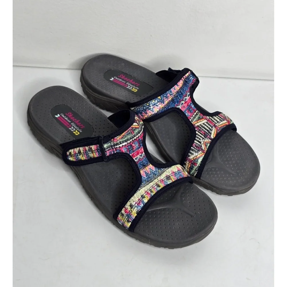 Skechers Sandals Womens 10 Reggae Sequence Slide T Strap Slip On Casual 41115